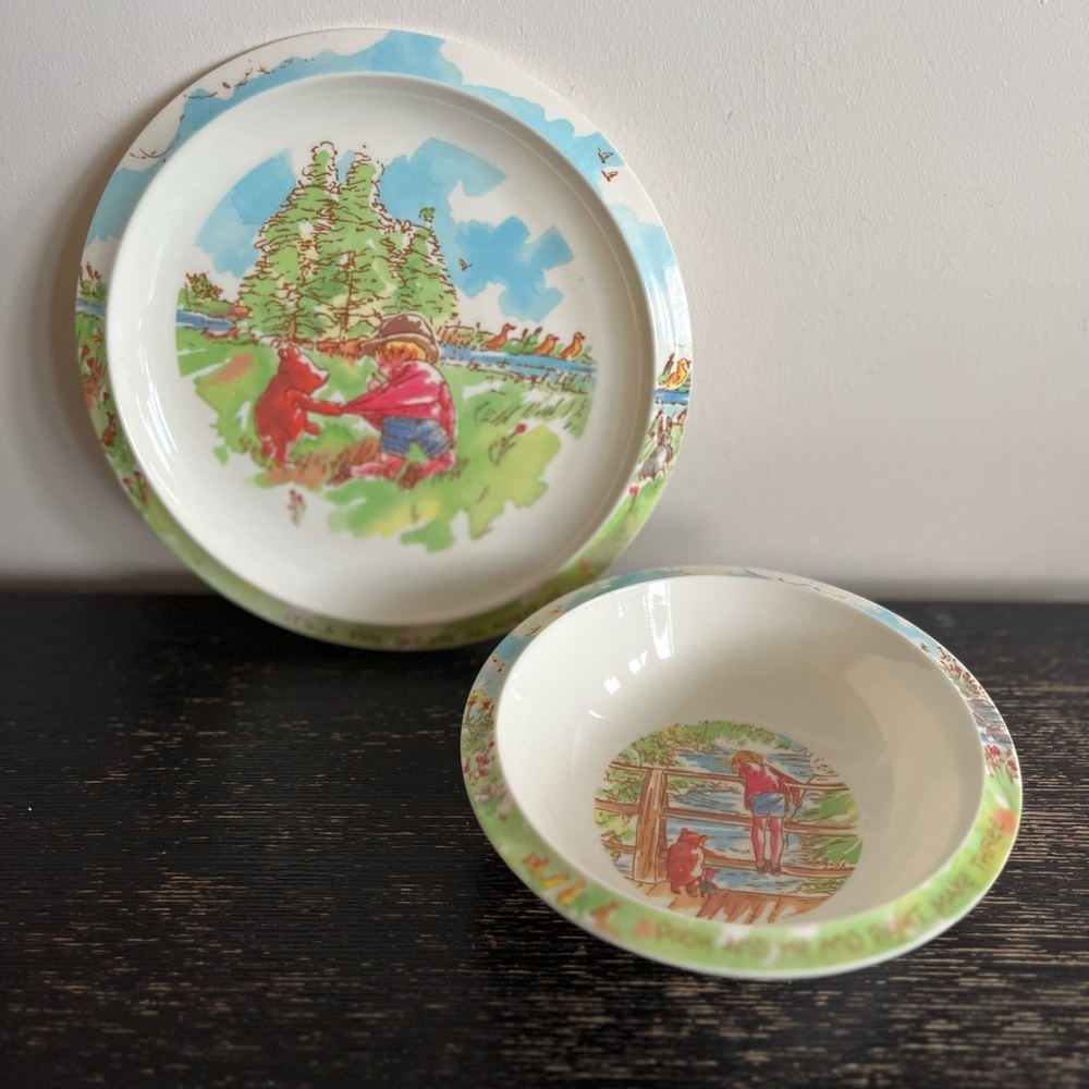 Vintage Trudeau Winnie-The-Pooh Dish and Plate Set